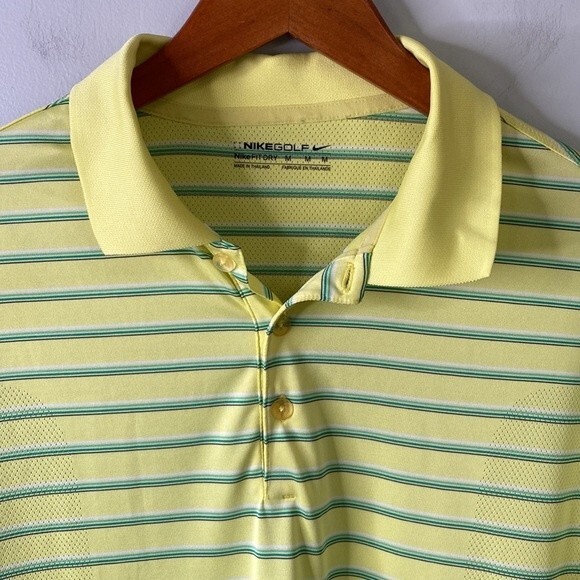 Nike Dry Fit Stripe Polo Shirt Short Sleeve Air Flow Mesh Breathable Wick Golf - Picture 3 of 15